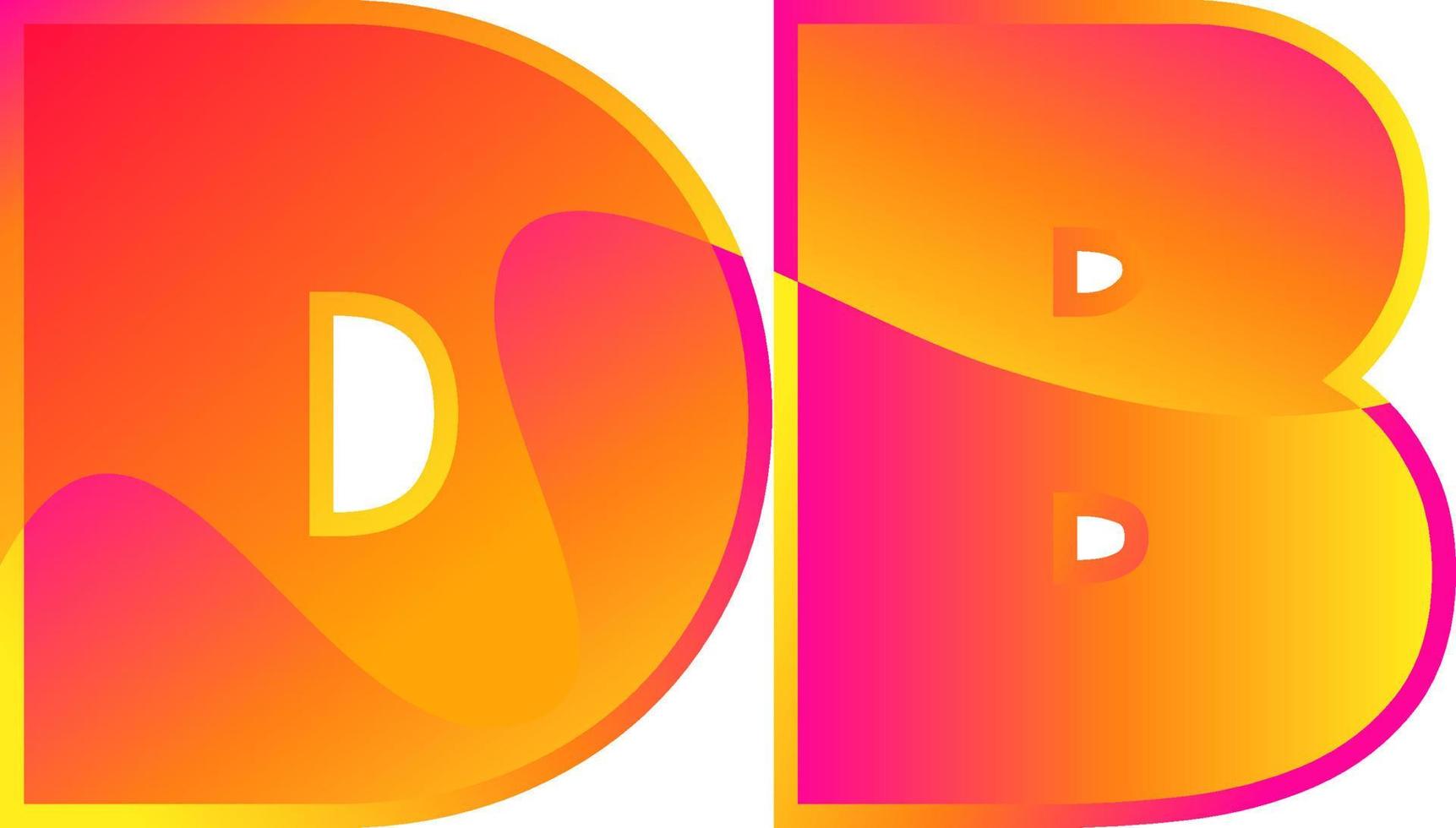 Overlapping shades letter DB logotype.  Vibrant glossy colors. vector