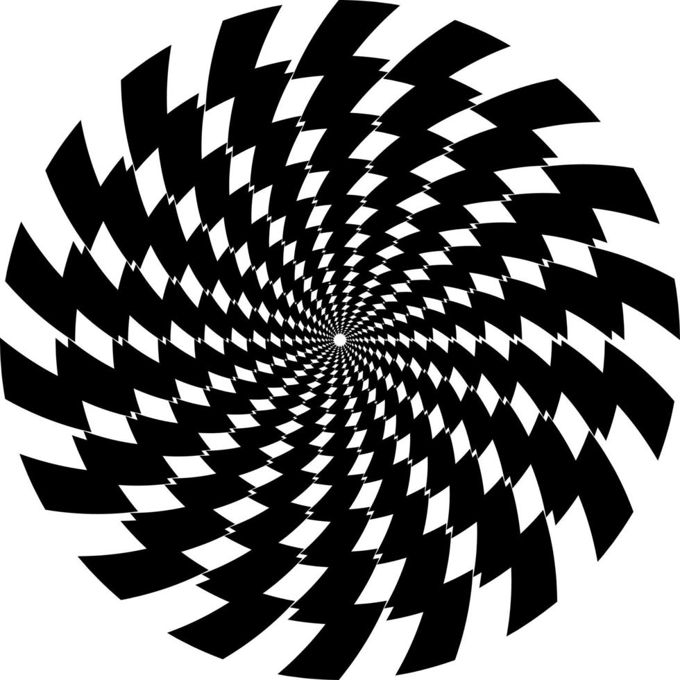 The optical illusion of volume. Round vector isolated black and white pattern on a white background. Circles of black and white alternating stripes, nested into each other.