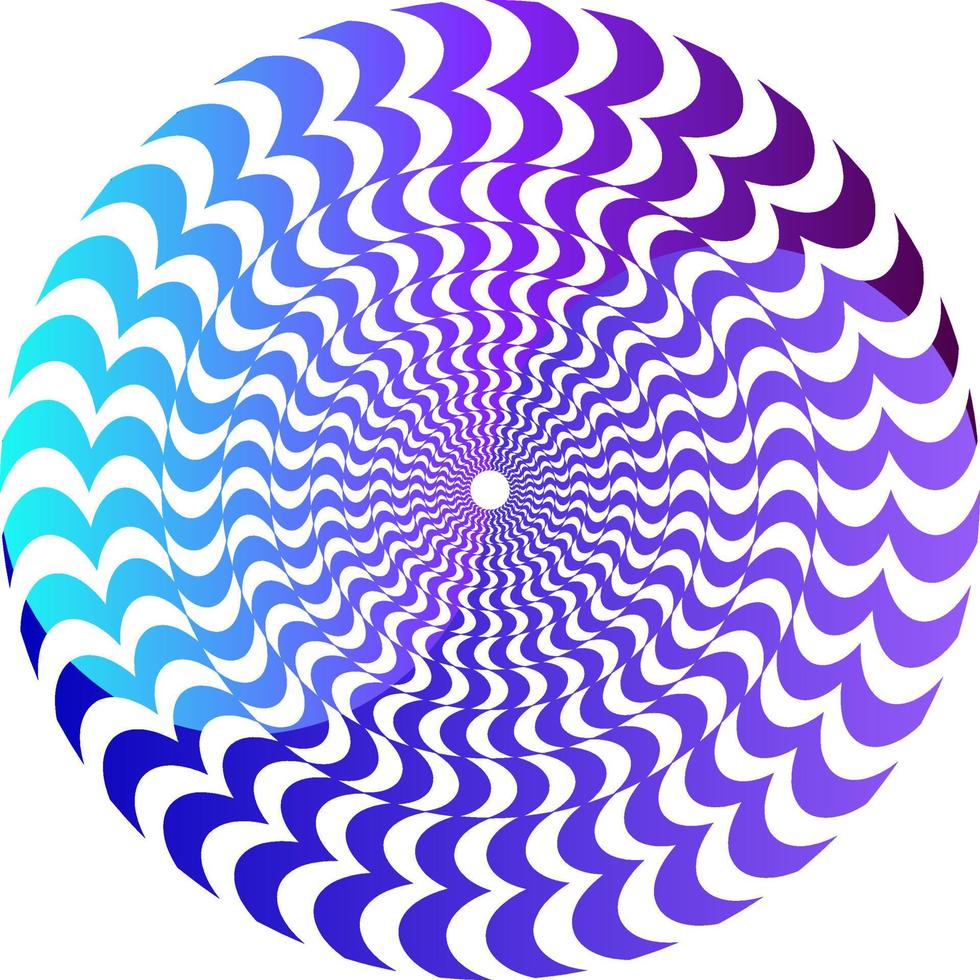 The optical illusion of volume. Round vector isolated black and white pattern on a white background. Circles of black and white alternating stripes, nested into each other.