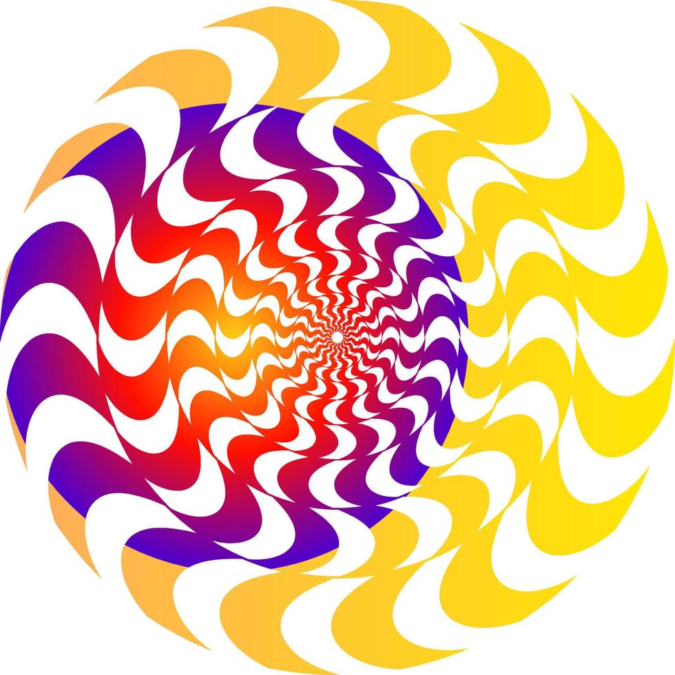 The optical illusion of volume. Round vector isolated black and white pattern on a white background. Circles of black and white alternating stripes, nested into each other.