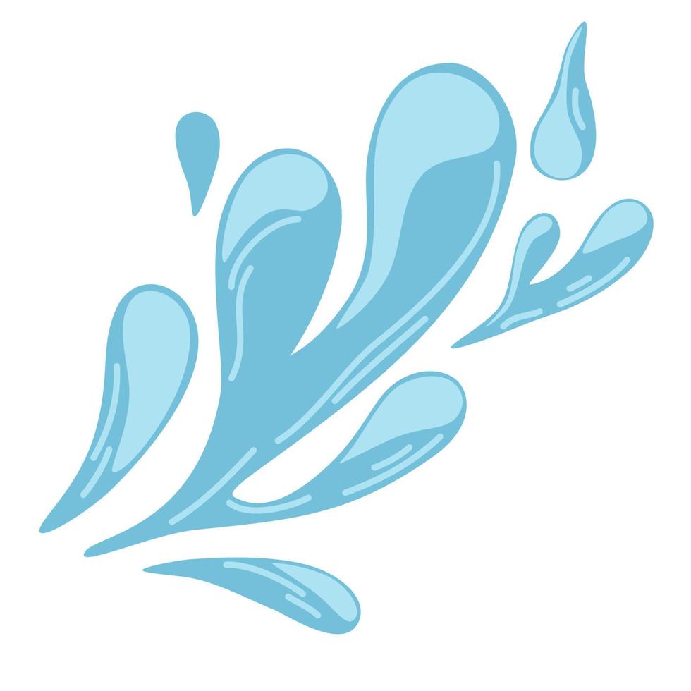 Water. Water Drops. Flowing drops, waves, tears, splashes, splashes of nature. Dripping liquid. Water spill. Sea summer moisture, freshness. Vector cartoon illustration