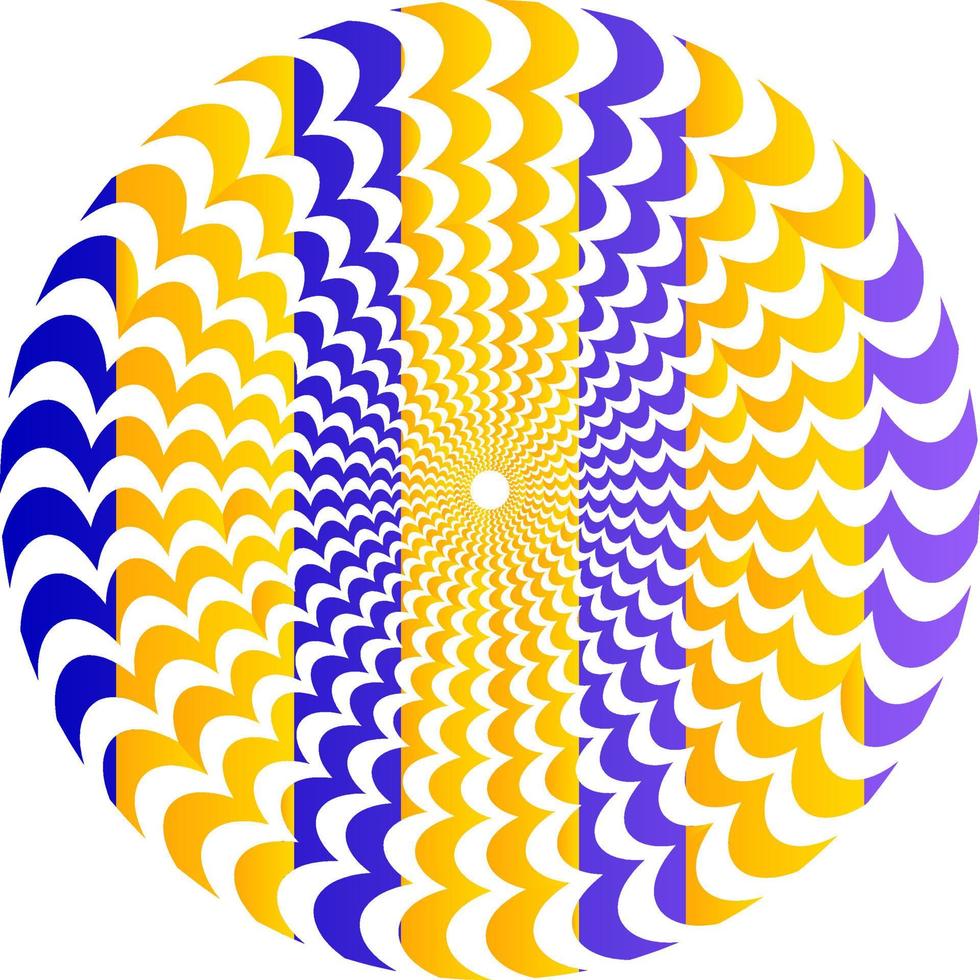 The optical illusion of volume. Round vector isolated black and white pattern on a white background. Circles of black and white alternating stripes, nested into each other.