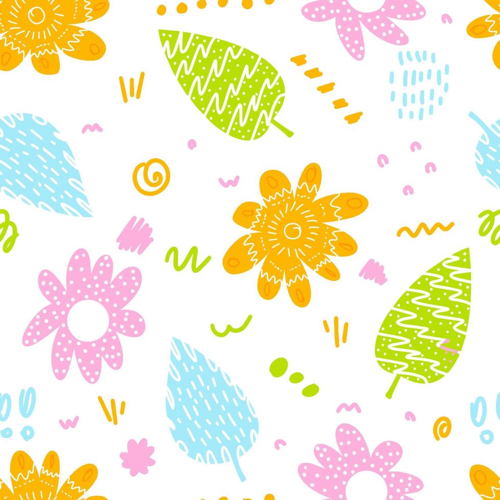 Cute floral spring pattern. Garden flower, plants ,botanical, seamless pattern vector design for fashion, fabric, wallpaper and all prints on green mint background color. Trendy Floral Pattern Vector