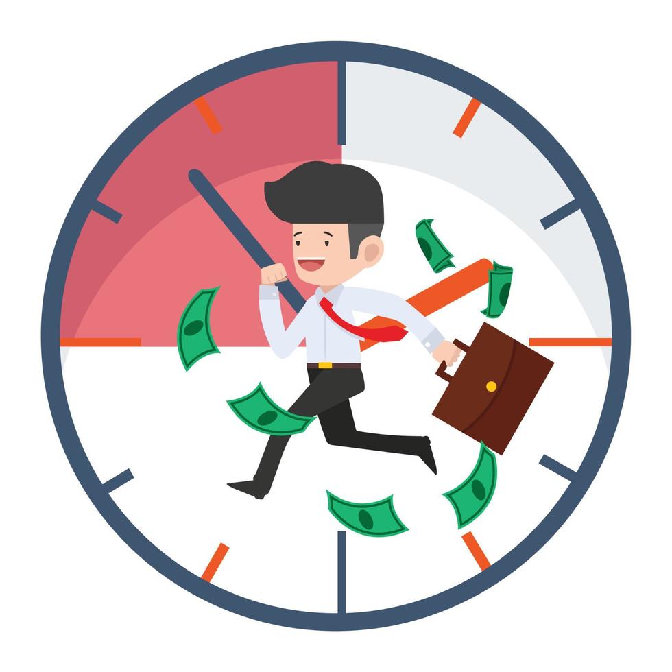 businessman Running against deadline clock vector