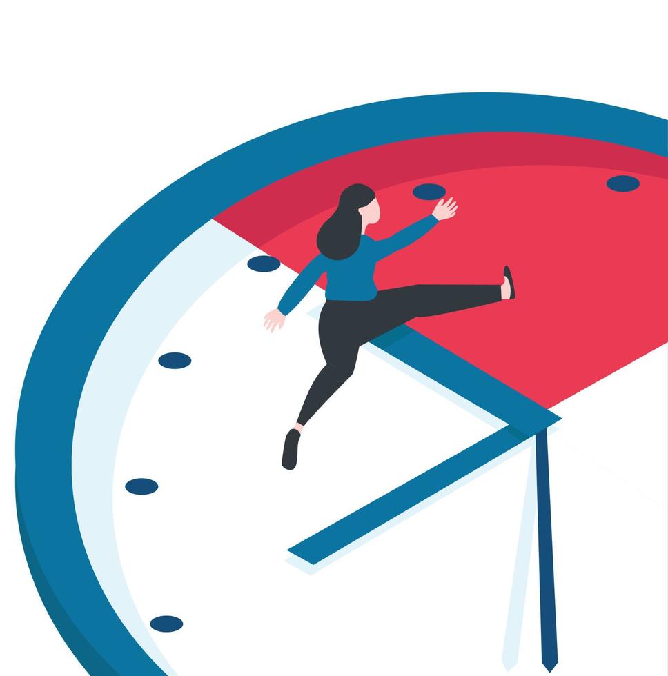 woman Running against deadline clock  isometric vector