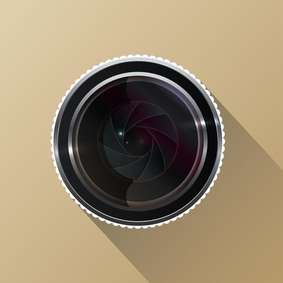 Photo camera lens with shutter vector