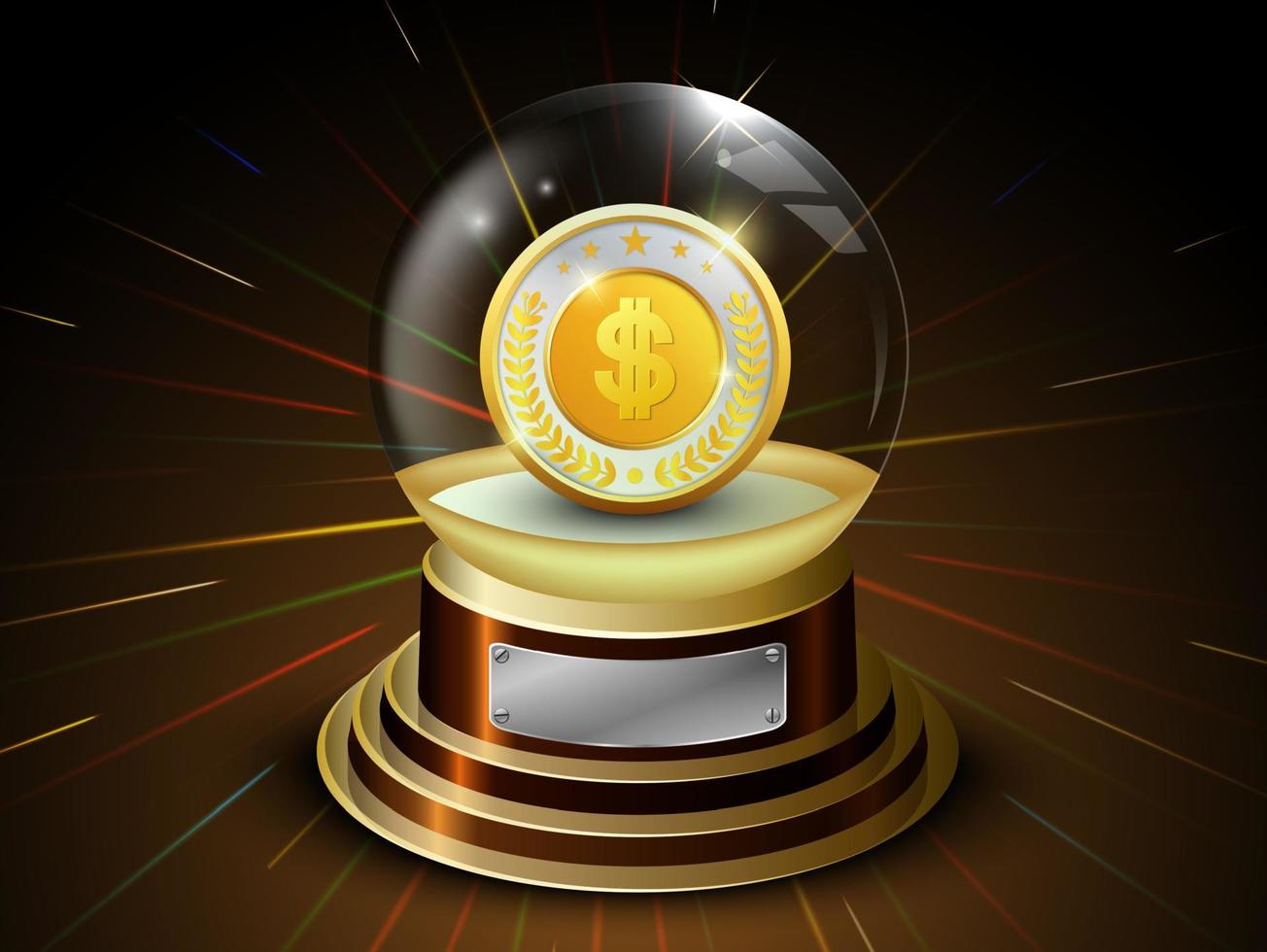 Glossy ball with golden coin and dollar sign .Vector illustration vector