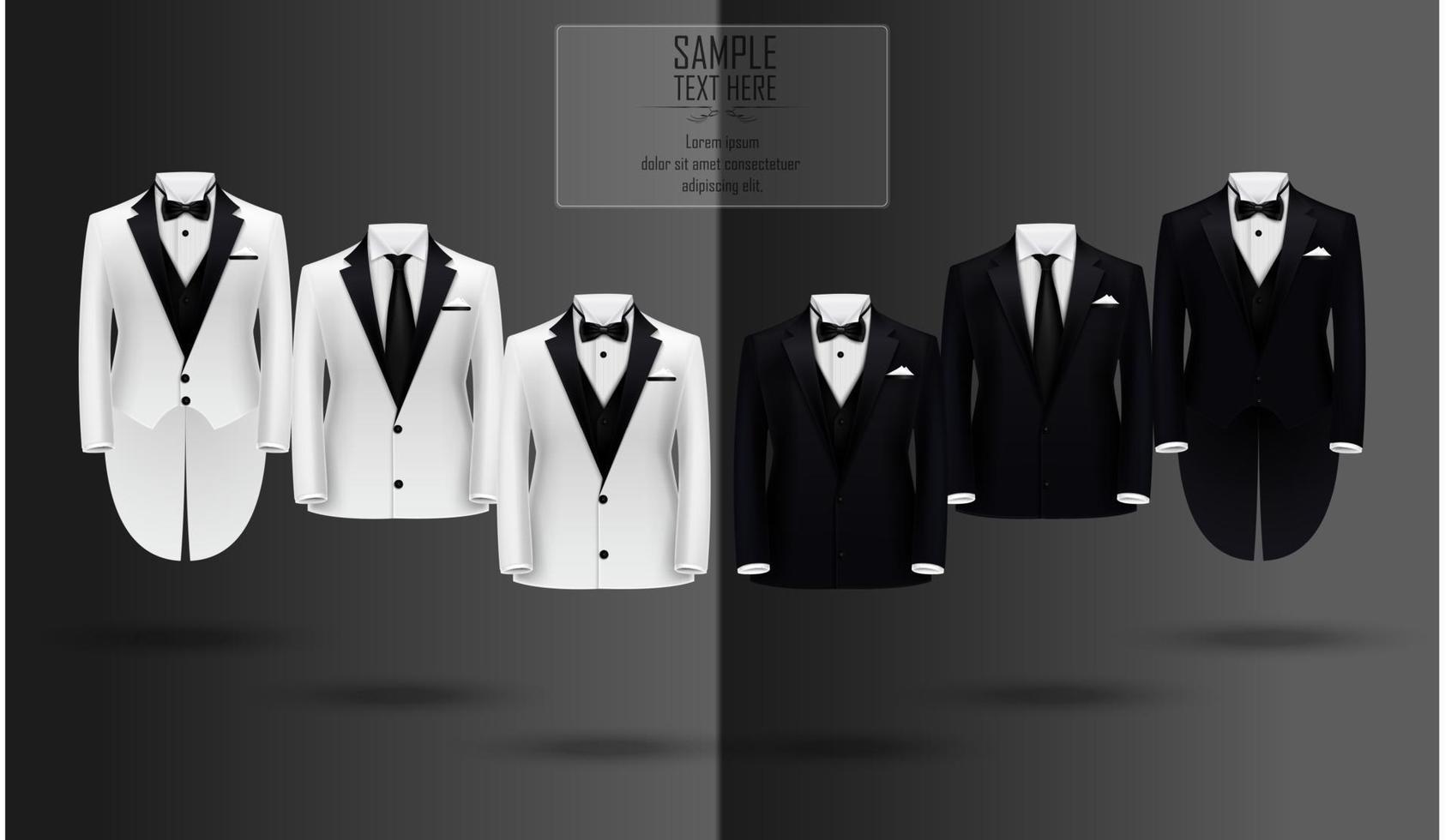 conjunto de trajes blancos y negros vector