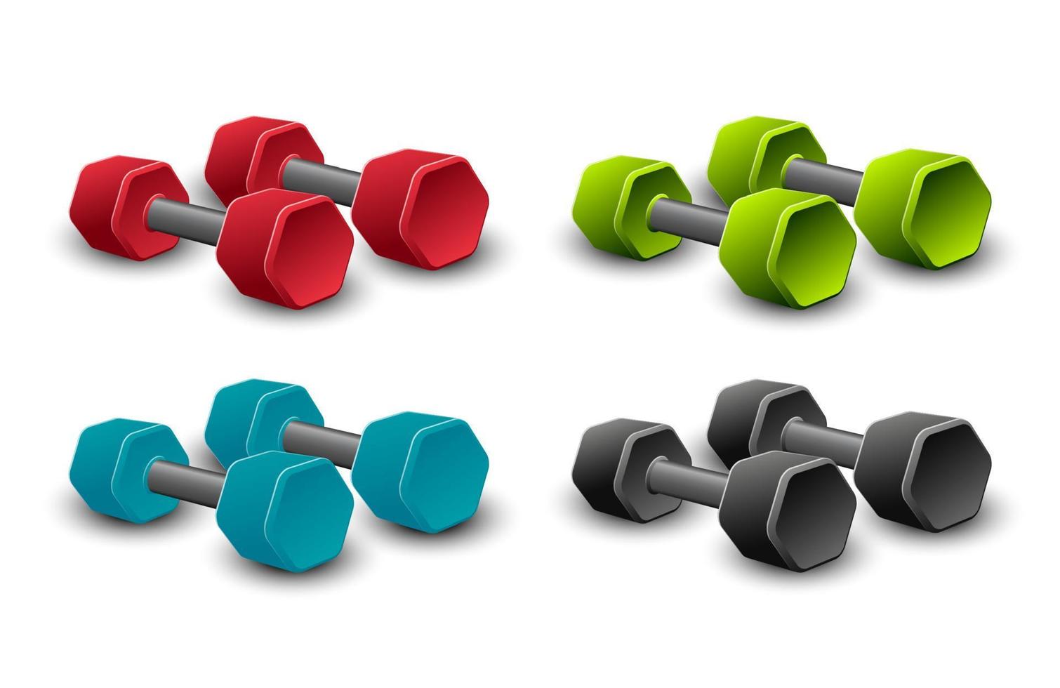 Set of dumbbells in different colors vector