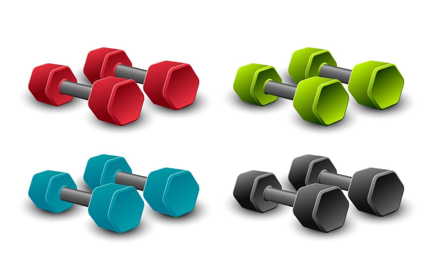 Set of dumbbells in different colors vector