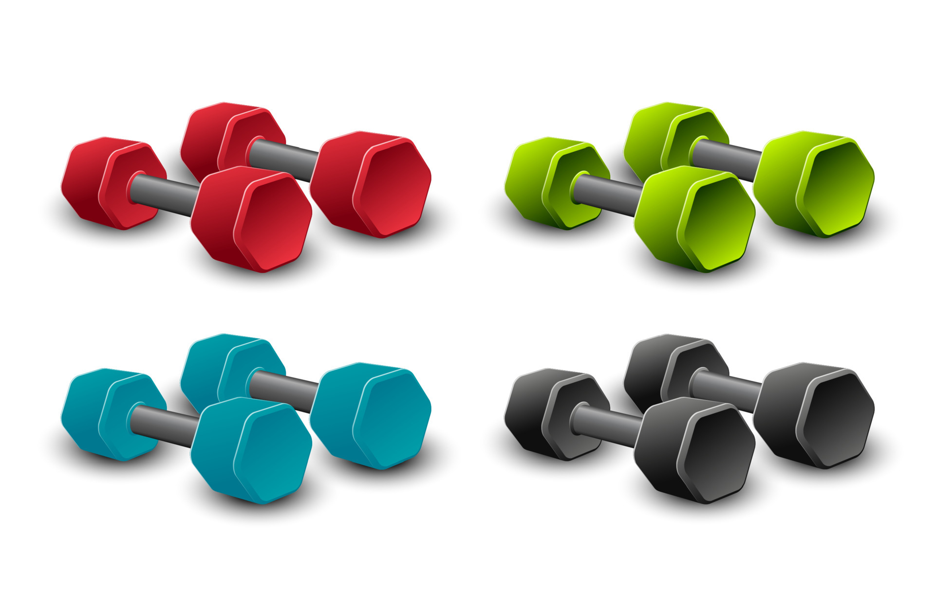 Set of dumbbells in different colors 6686374 Vector Art at Vecteezy