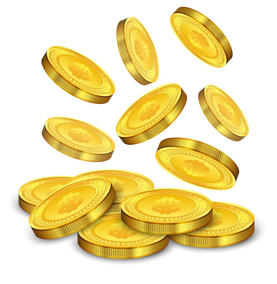 Gold coins falling vector