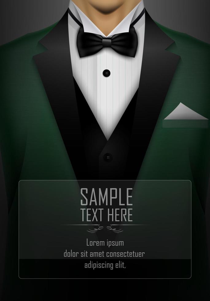 Vector illustration of Green tuxedo bow tie illustration