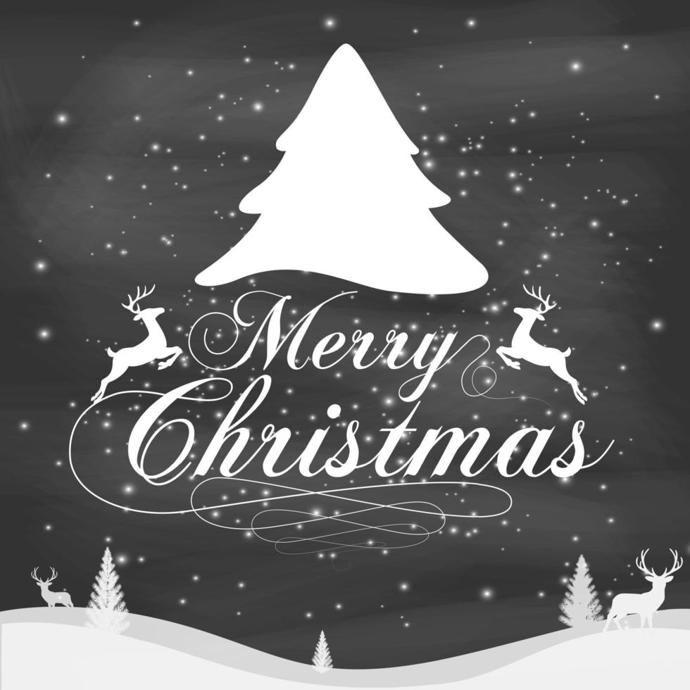 Vector illustration of Merry christmas typography on chalkboard background