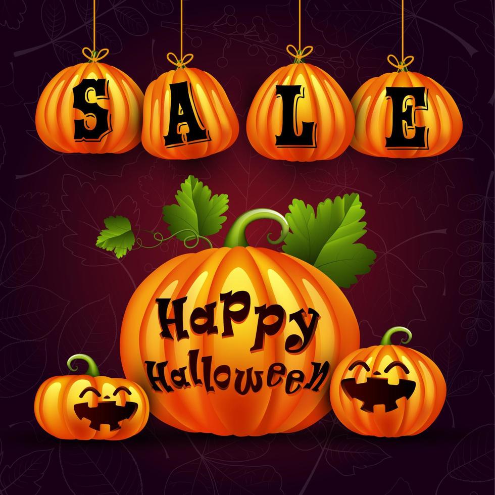banner de venta de calabaza de halloween vector