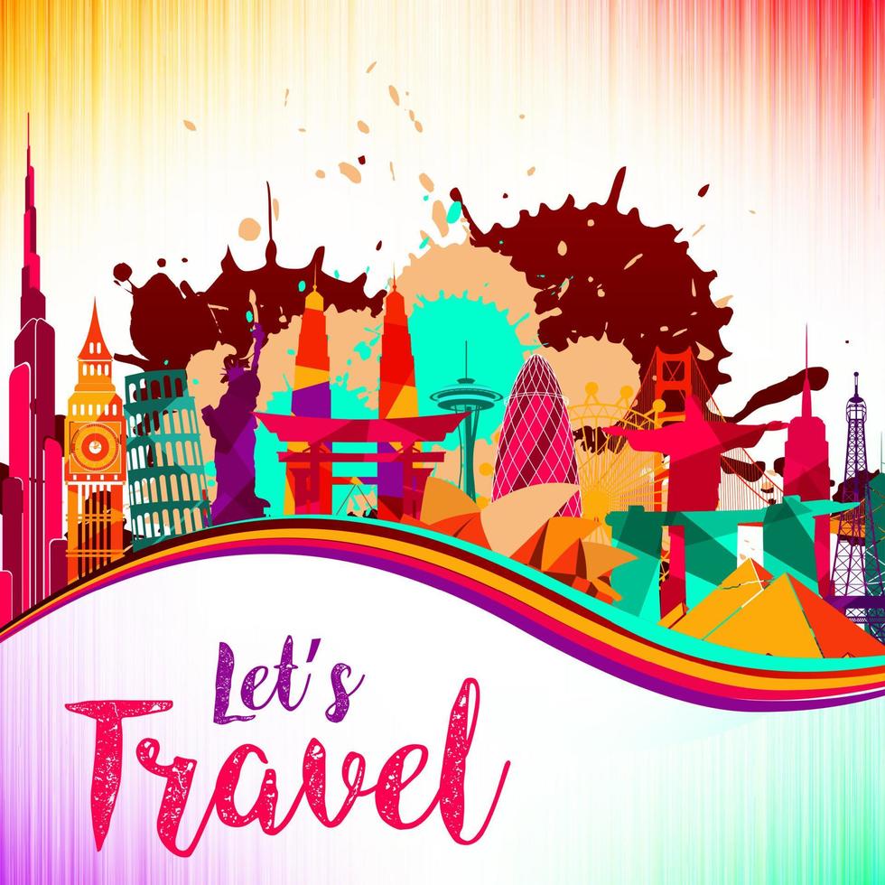 Travel and tourism of silhouettes icons background.Vector vector