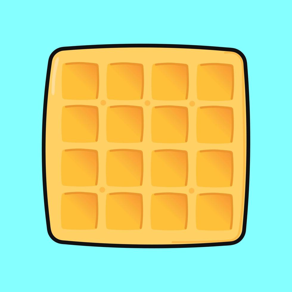 Cute funny waffles. Vector hand drawn cartoon kawaii character illustration icon. Isolated on blue background. Waffles character concept