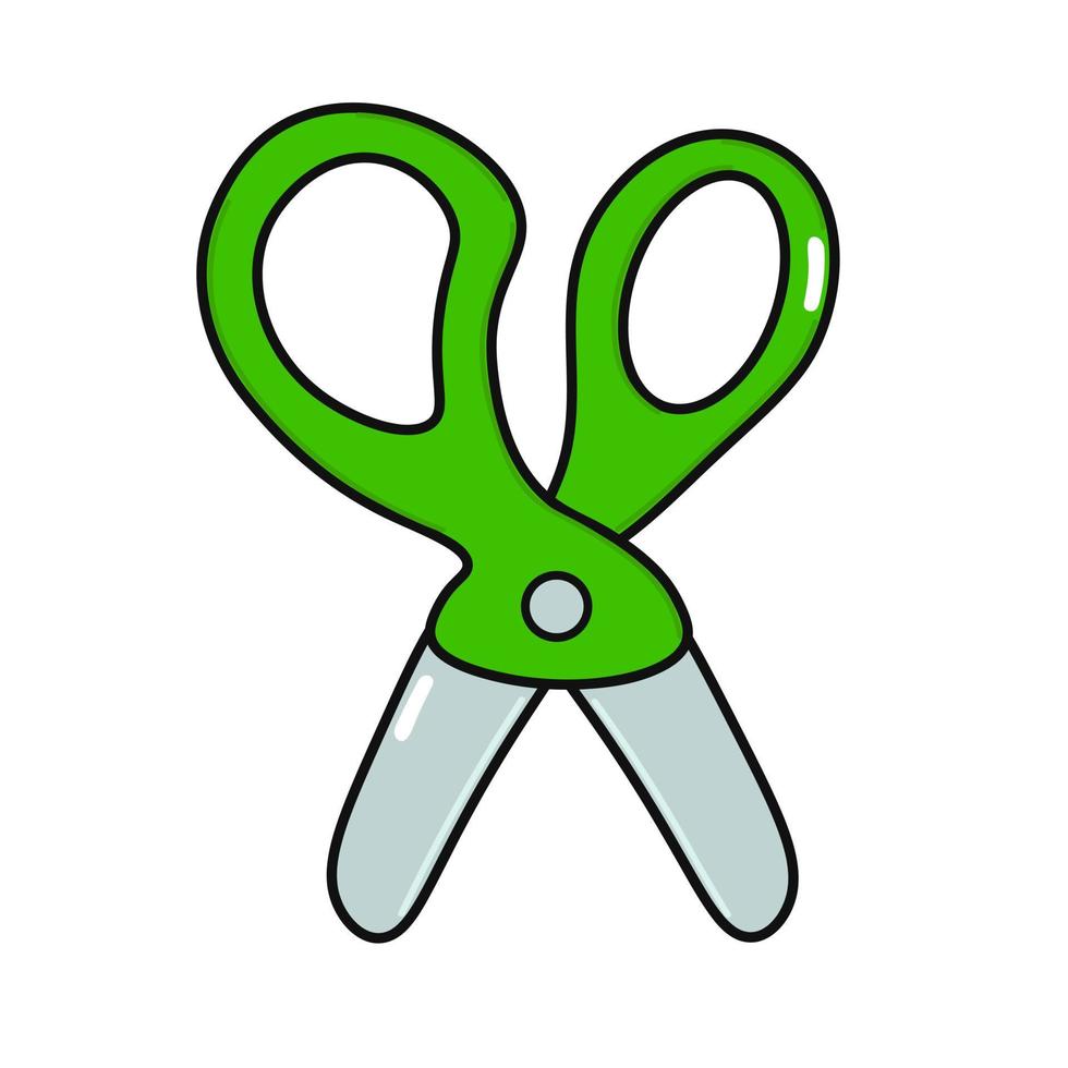 Cute scissors. Vector hand drawn cartoon kawaii character illustration icon. Isolated on white background. Scissors character concept