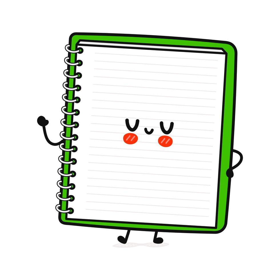 Cute funny note pad character. Vector hand drawn cartoon kawaii character illustration icon. Isolated on white background. Note pad character concept