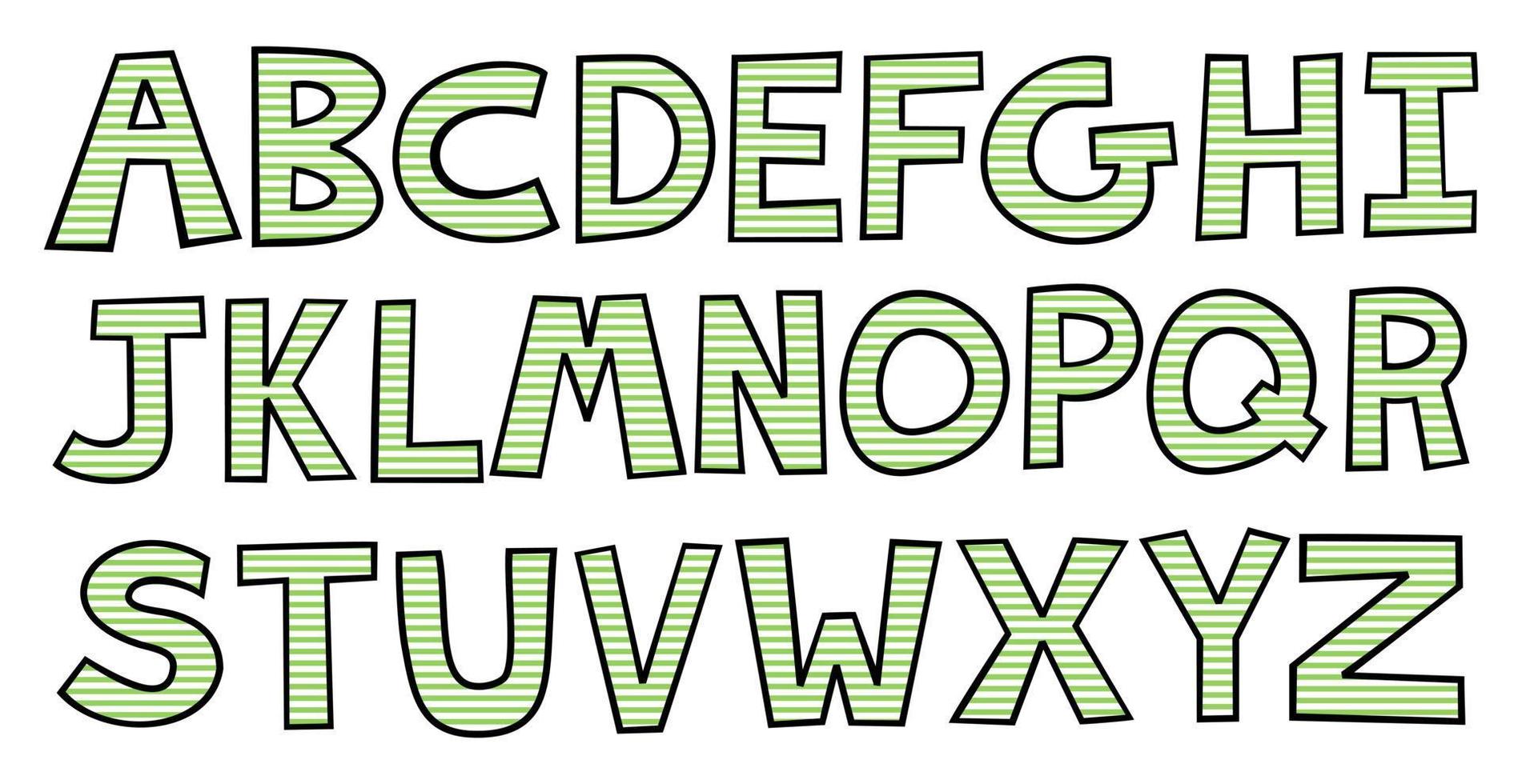 Uppercase Green Striped Alphabet Lettering vector