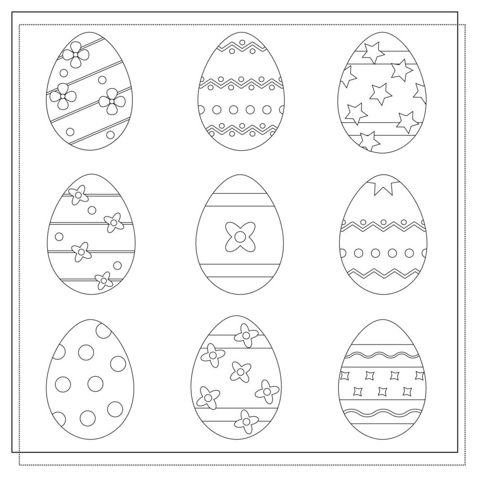 un juego de colorear para niños. huevo de pascua, colorea los huevos vector