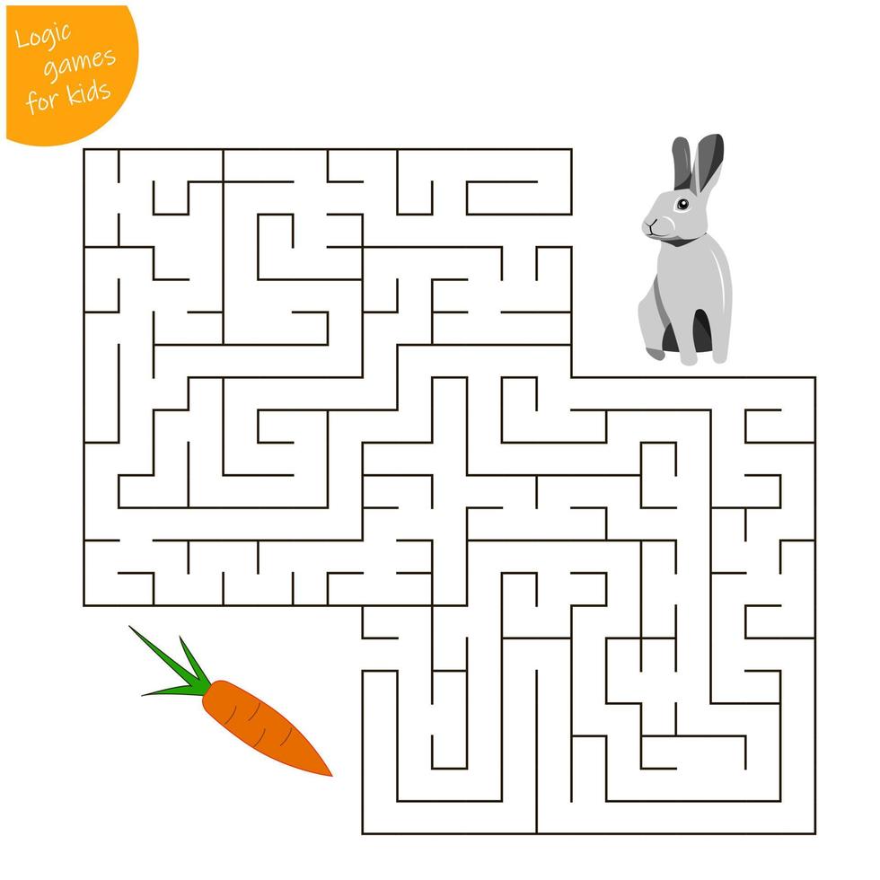 game for children maze, guide the hare to the carrot vector