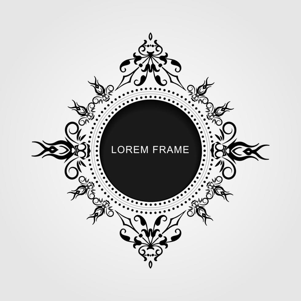 elegant black and white circle frame design vector
