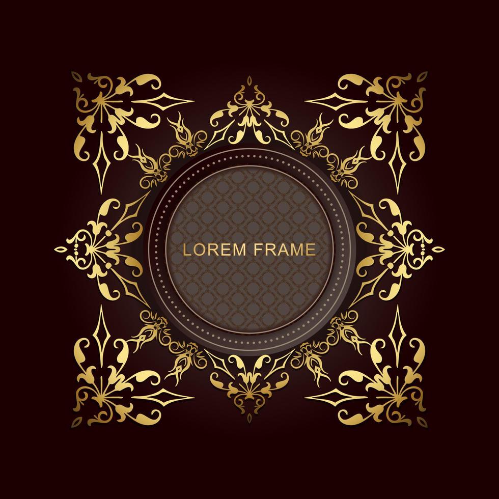 elegant gold and black circle frame design vector