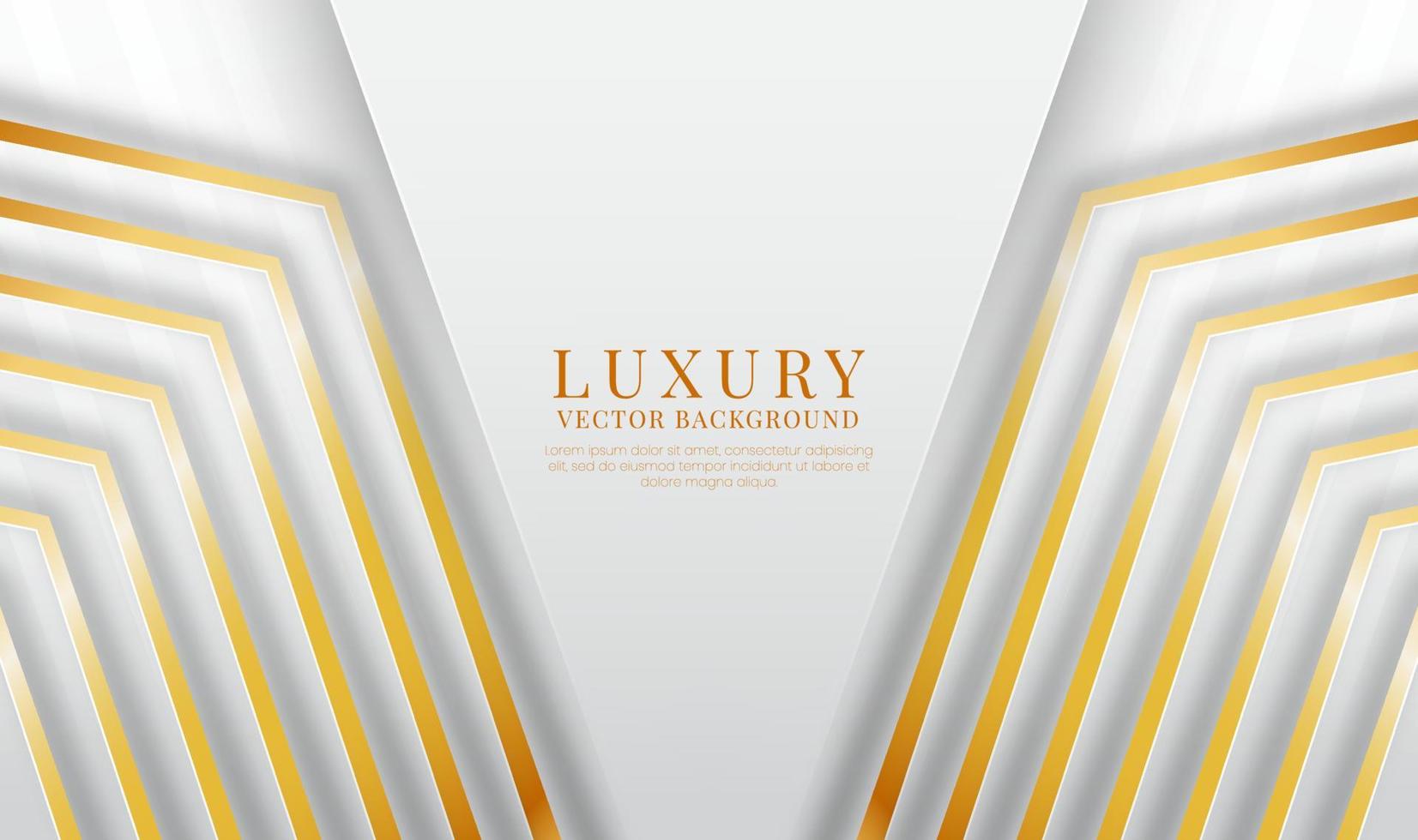 3D white luxury abstract background overlap layers on bright space with golden stripes effect decoration. Graphic design element future style concept for flyer, banner, brochure cover, or landing page vector
