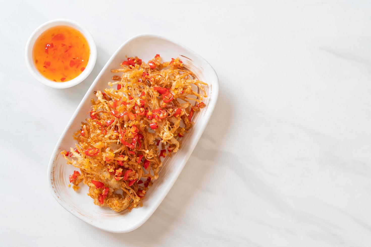 Fried Enoki Mushroom or Golden Needle Mushroom with Salt and Chilli photo