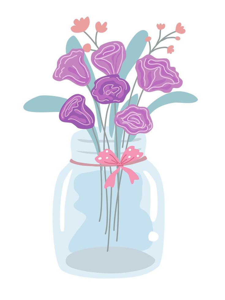 Glass bottles and bouquets designed in vintage doodle style vector