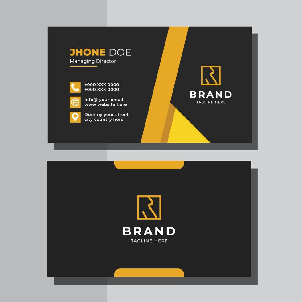 Elegant And Creative Yellow Black Business Card vector