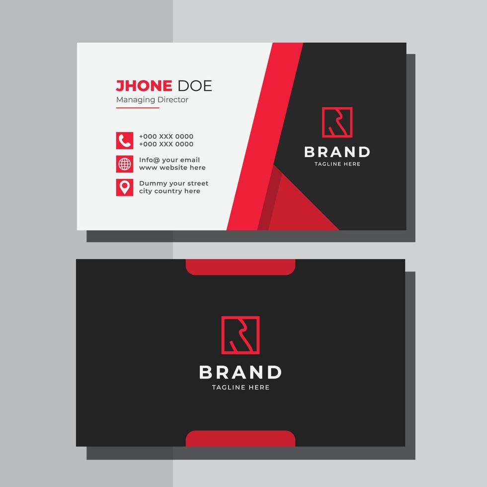 Professional Red And Black Business Card vector