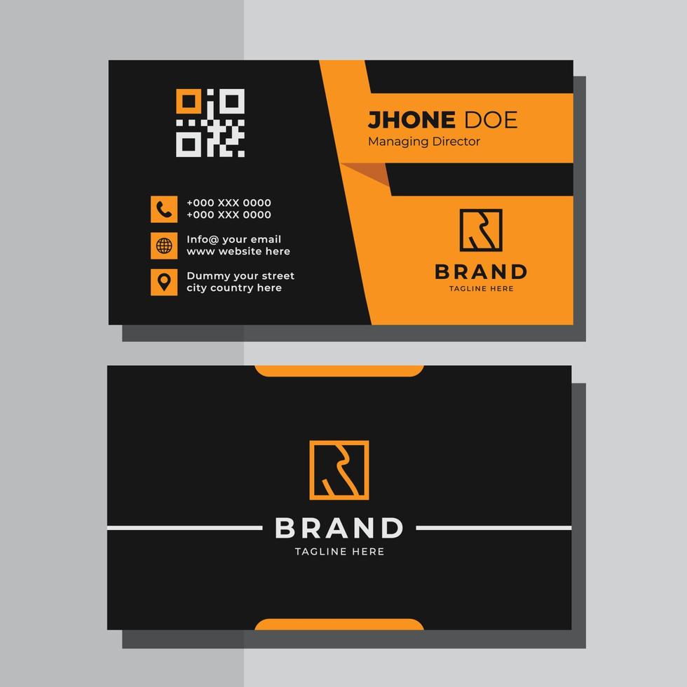Elegant Black And Yellow Business Card vector