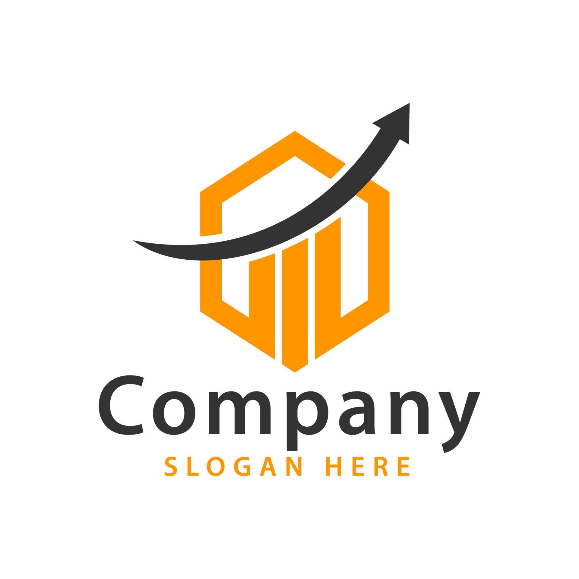 vector logo design arrows and diagrams in the growth of the orange