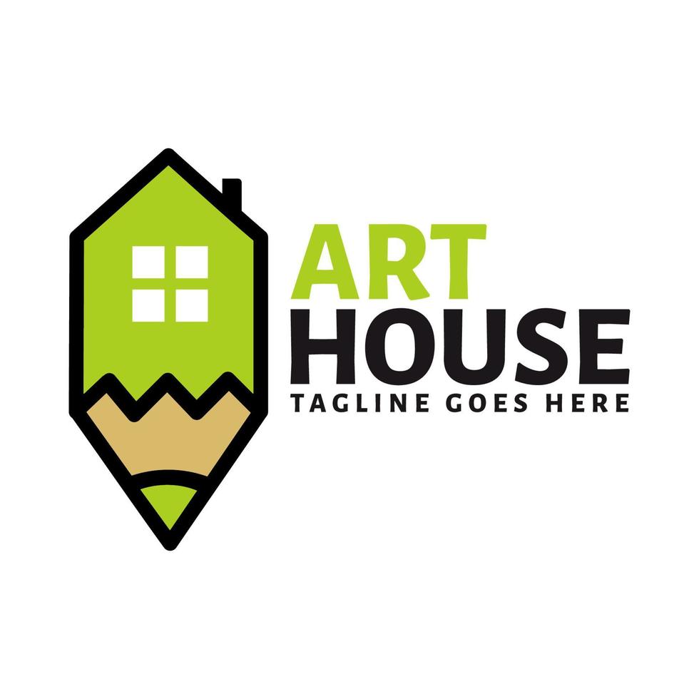 art house pain draw pencil logo design template vector