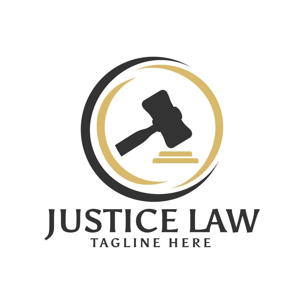 Hammer justice attorney law logo design concept template vector