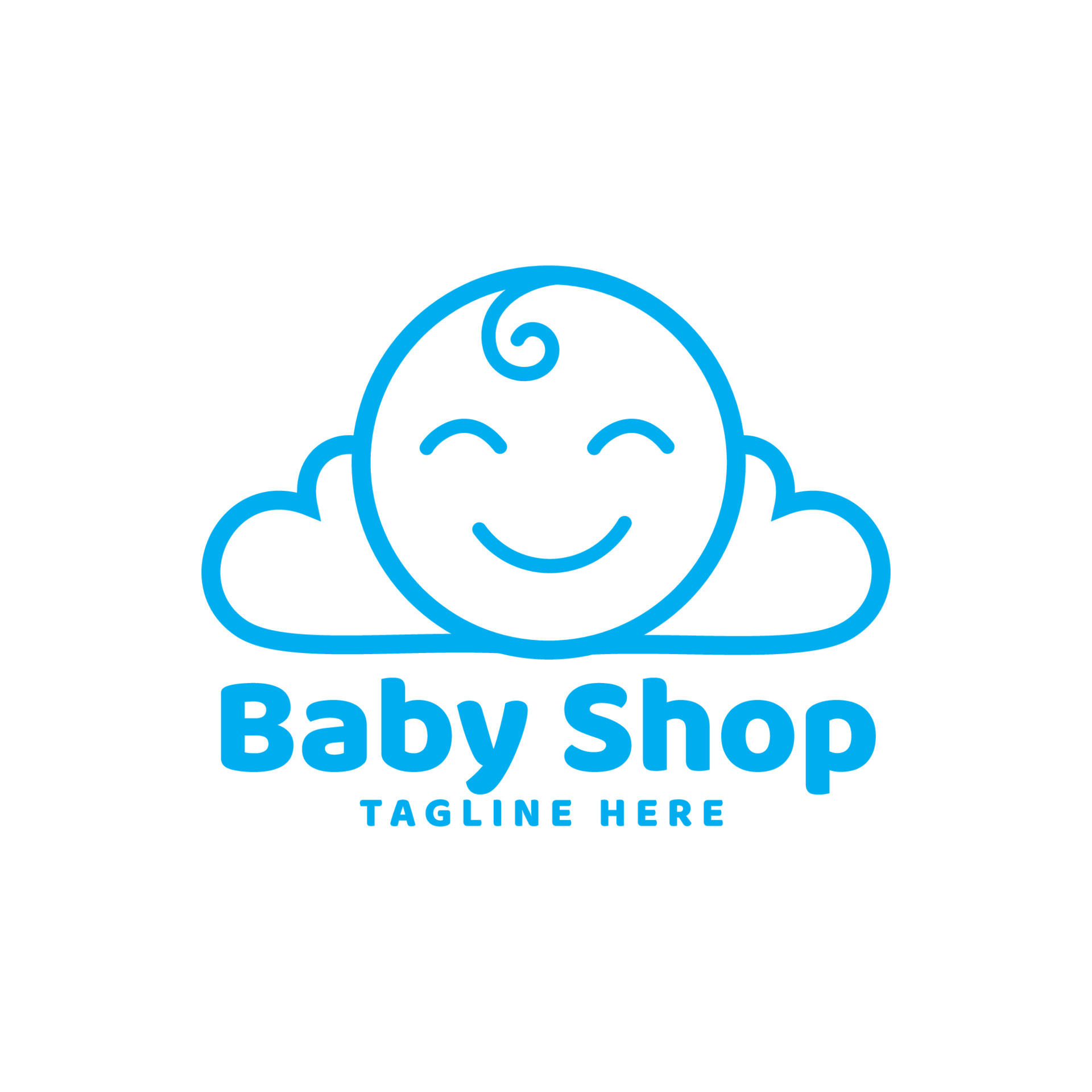 Smile baby cloud shop line logo design template inspiration 6687355