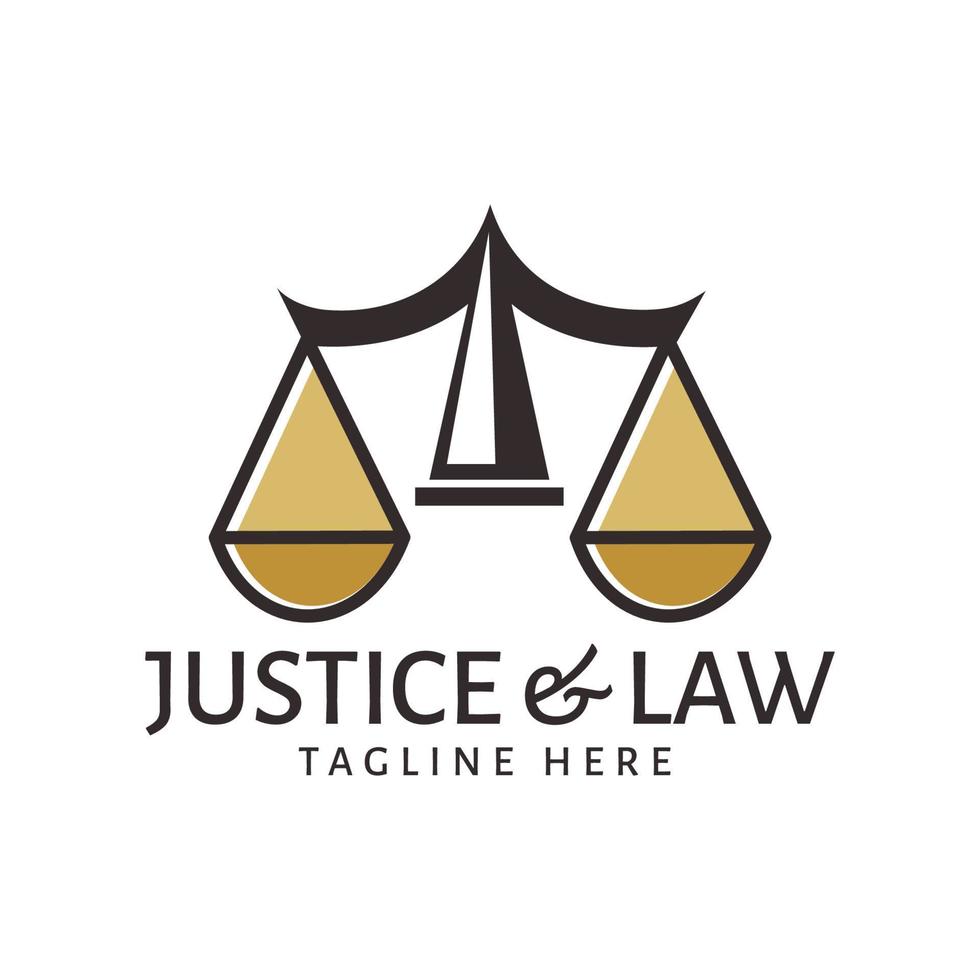 line scall justice attorney law logo design template vector