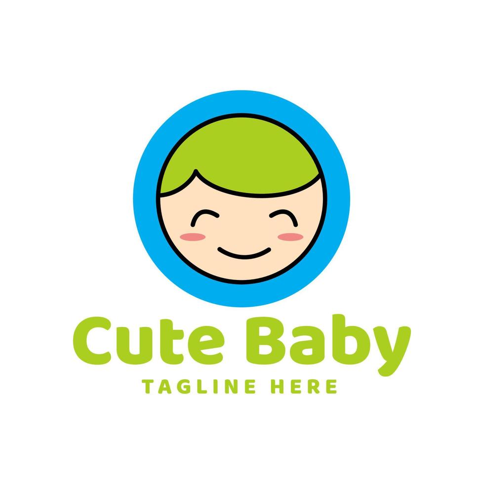 Cute baby boy line logo illustration design template inspiration vector