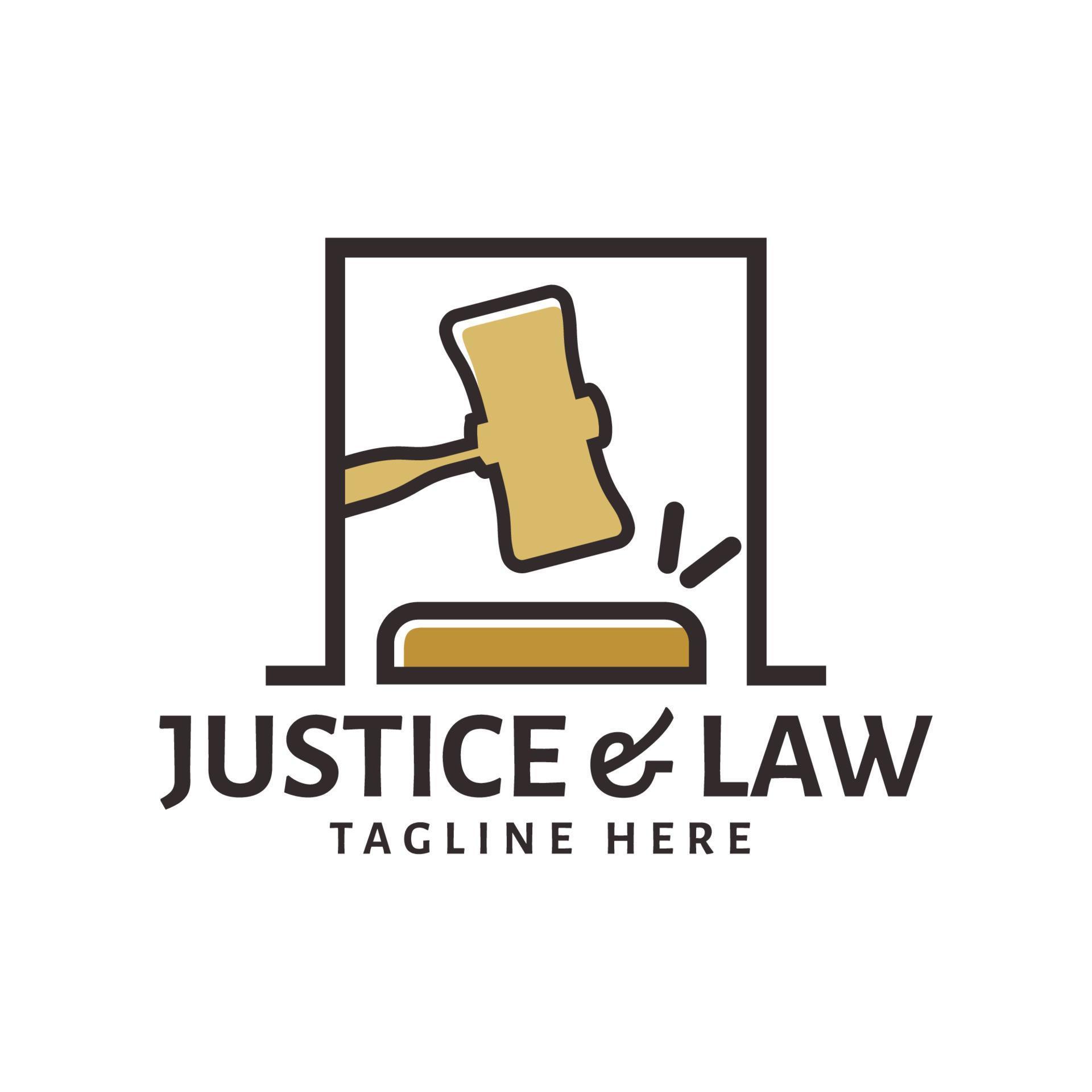 Line Hammer justice attorney law logo design concept template 6687432