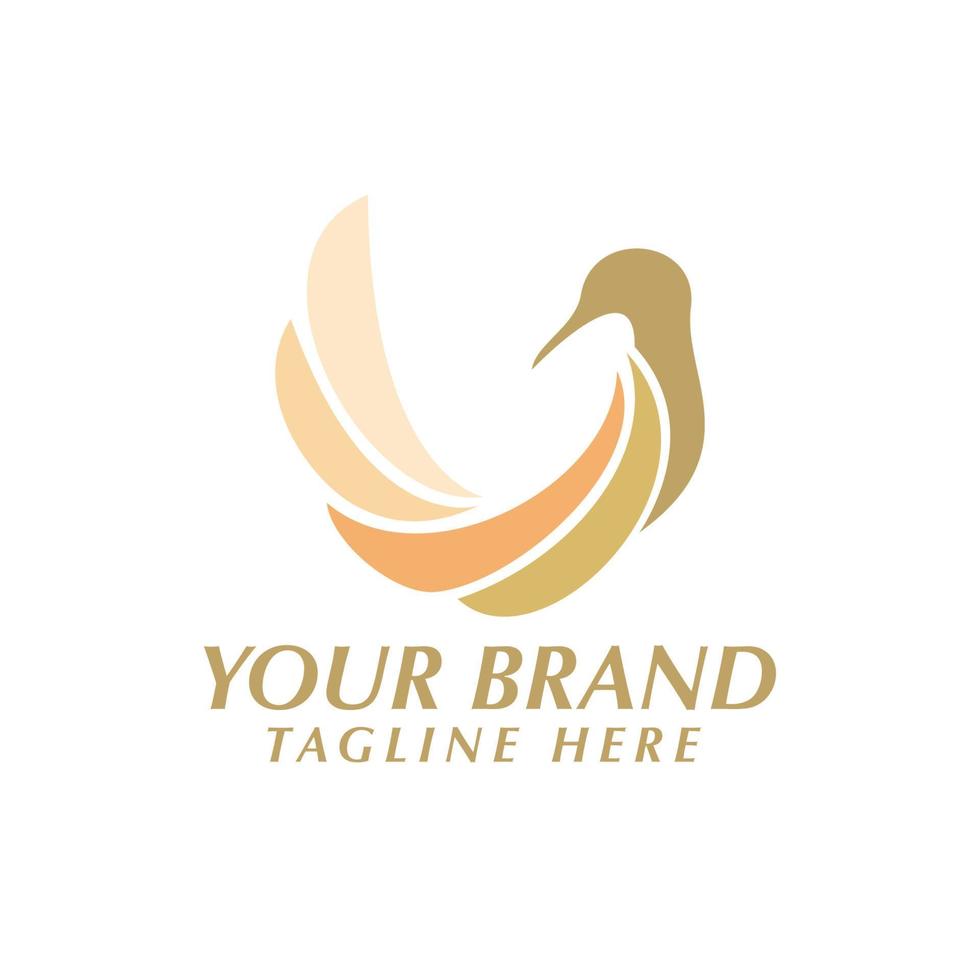 orange animal luxurious romantic bird logo template vector