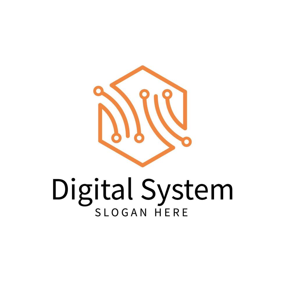 Digital data sytem scurity logo design vector