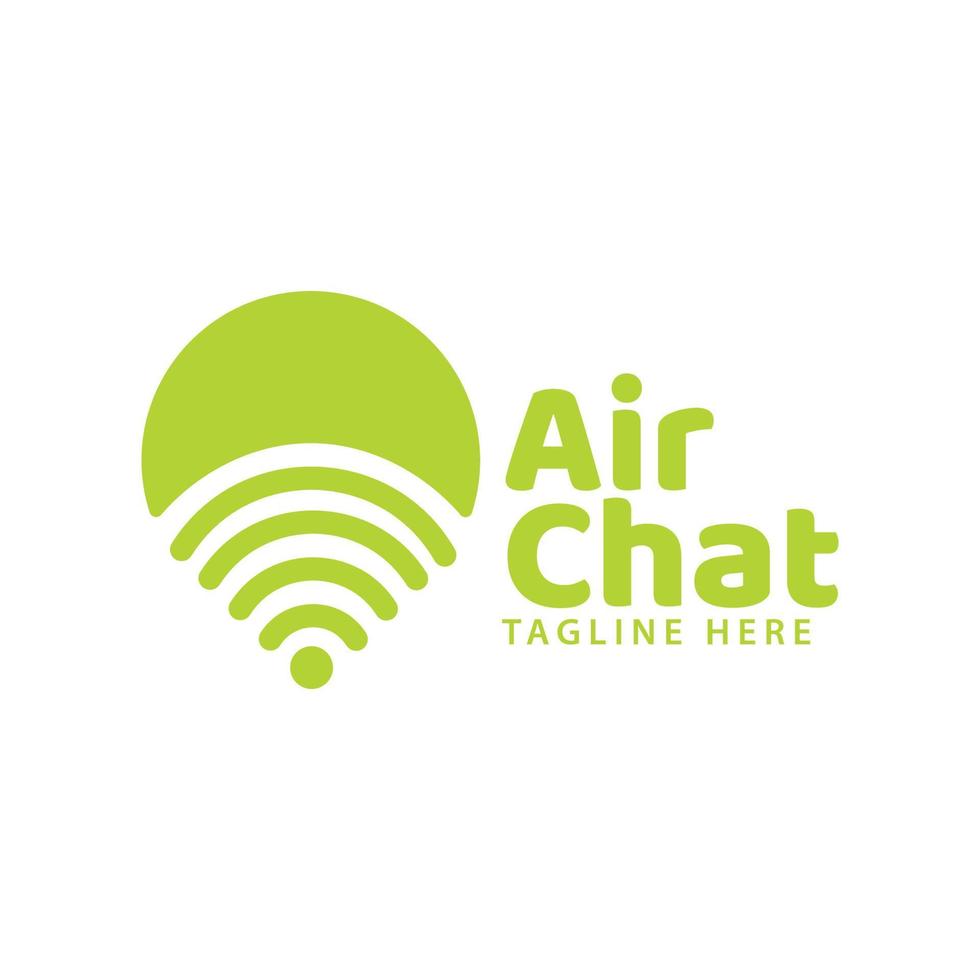 plantilla de diseño de logotipo de comunicación wifi de chat de globo de aire verde vector