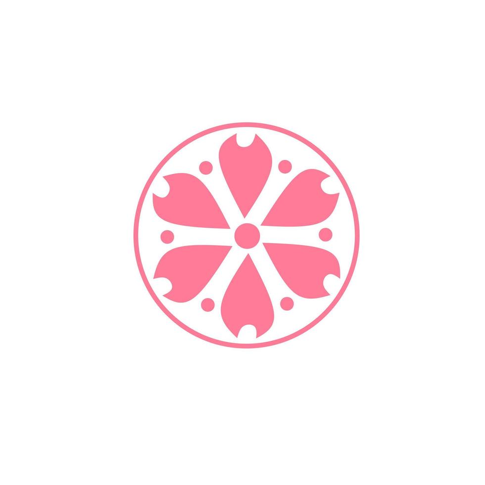 Template logo cherry blossoms in circle vector