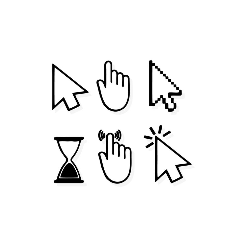 Cursor mouse with arrow hand and hourglass vector
