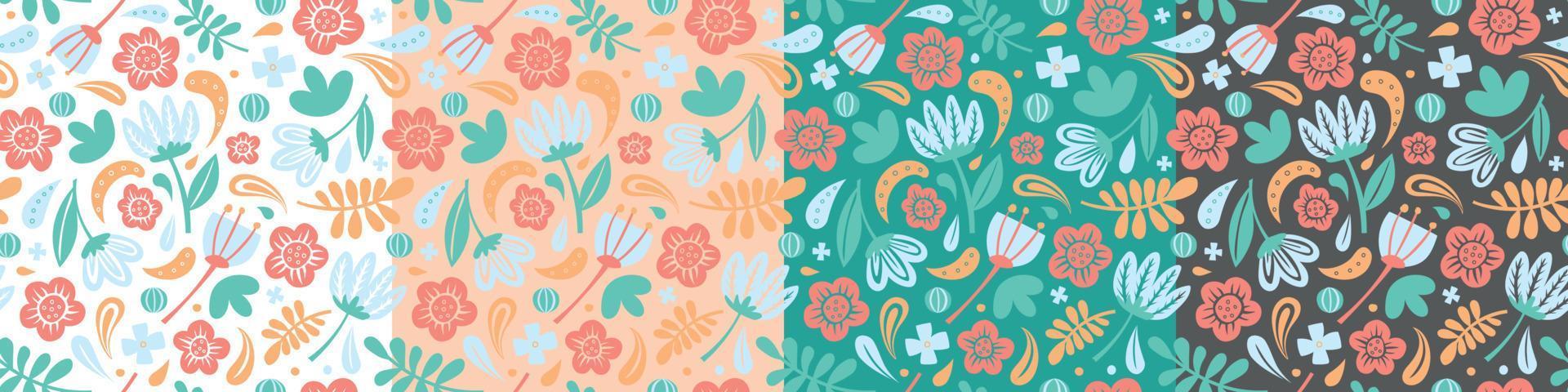 Spring pattern. Seamless floral ornament. Flowers and plants. Vector image.