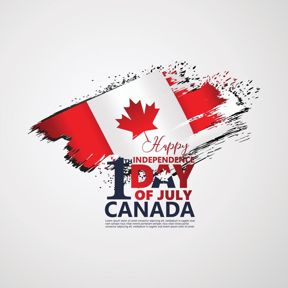 First of July Canada Day, greeting card background with typography design, vector