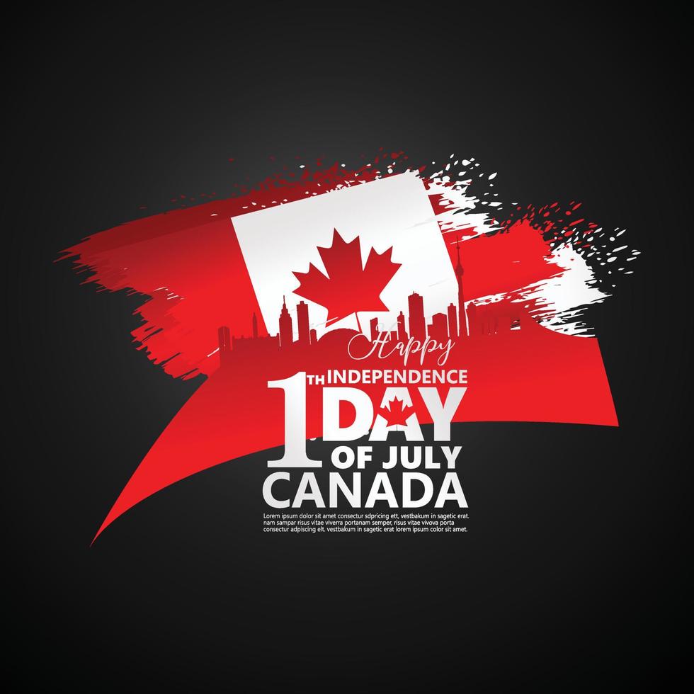 First of July Canada Day, greeting card background with typography design, vector