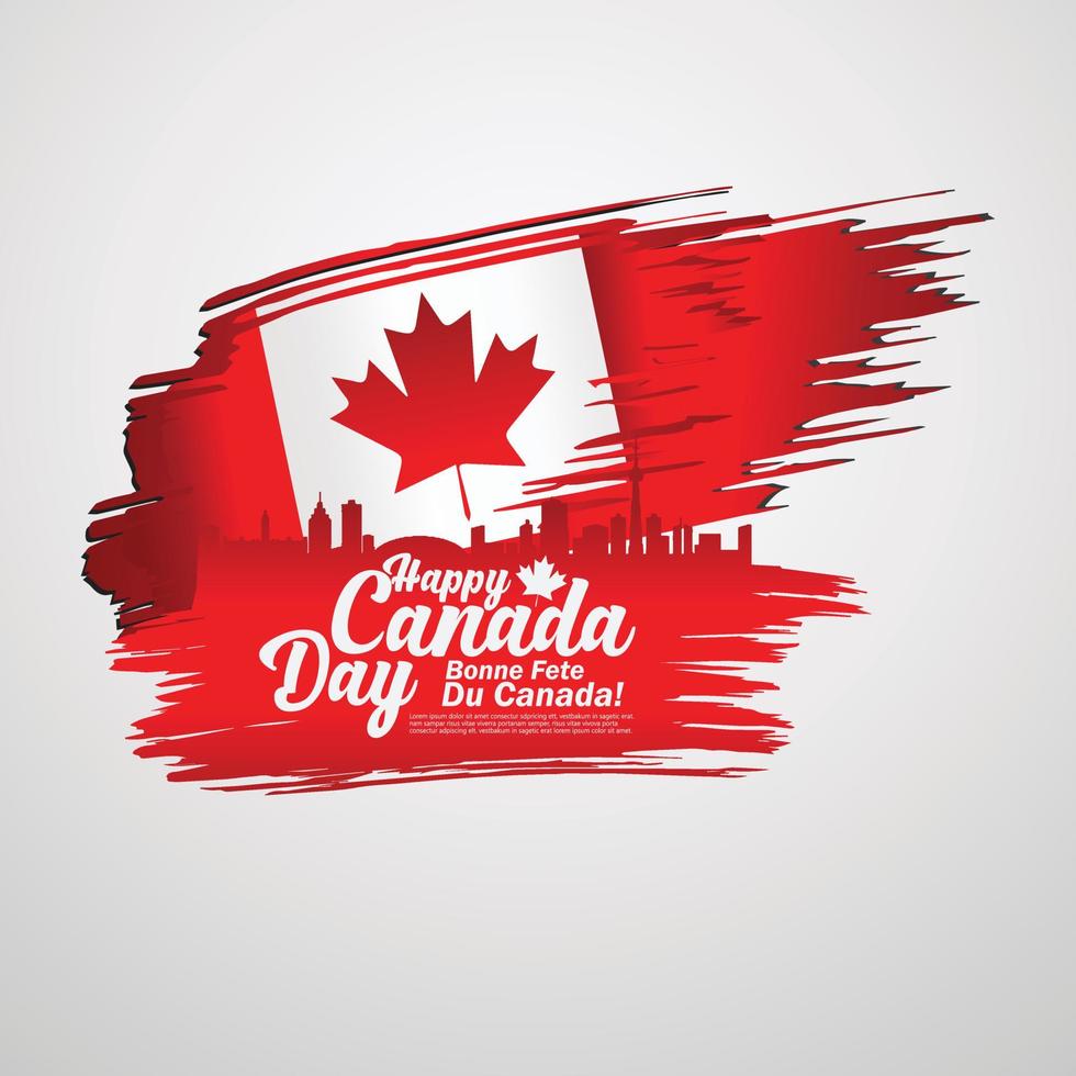 First of July Canada Day, greeting card background with typography design, vector